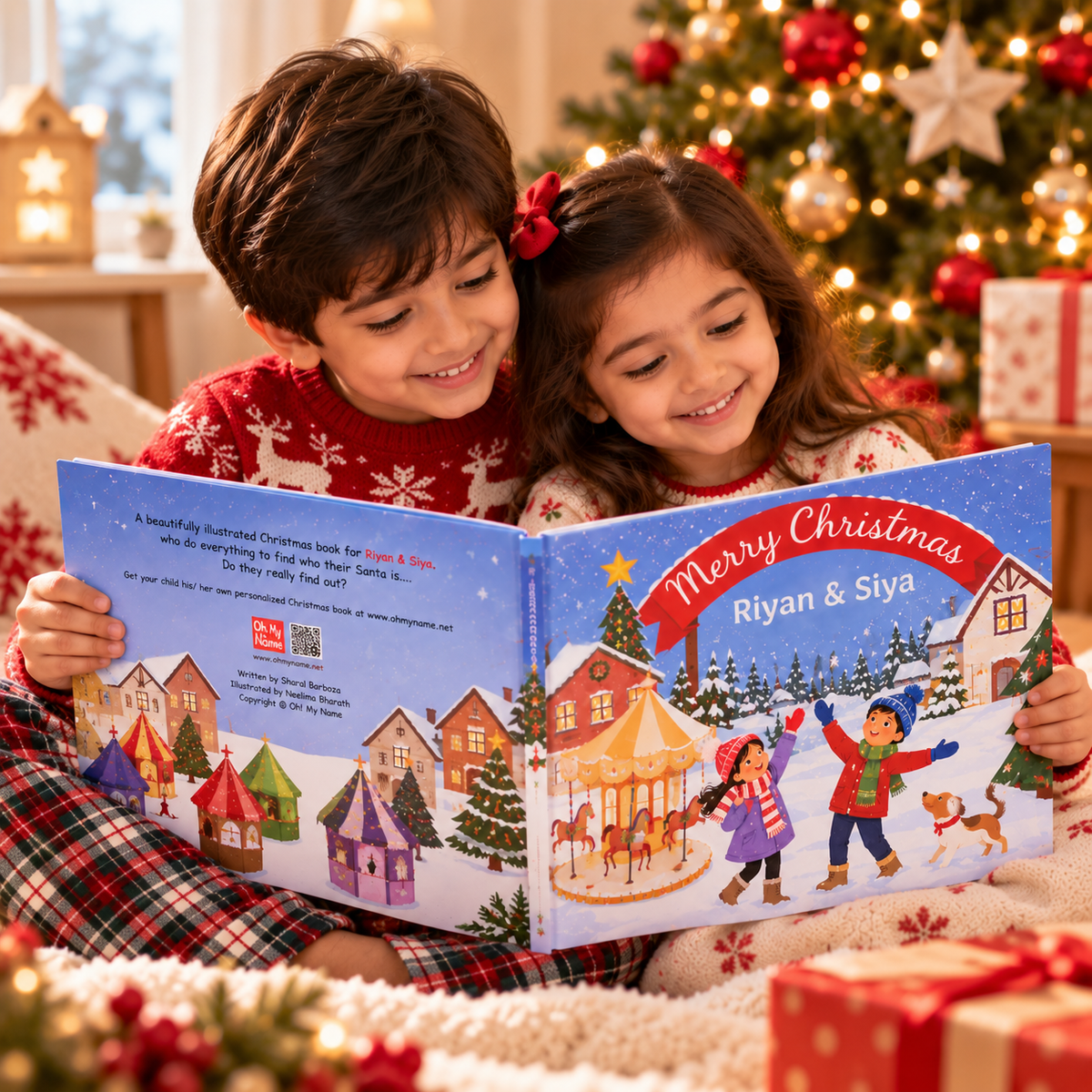 Merry Christmas — Personalised Christmas Book for 2 Kids