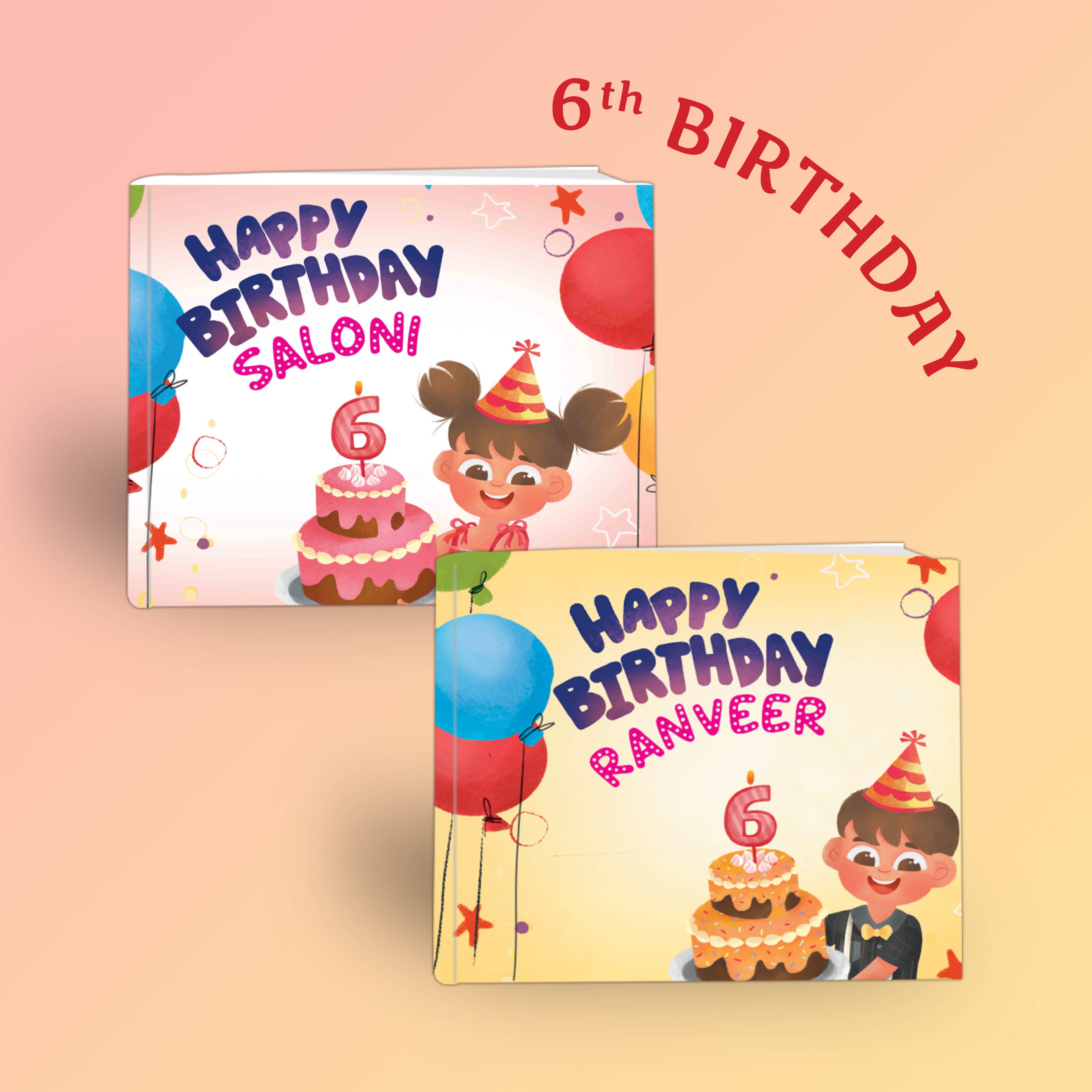"Happy 6th Birthday" Personalised Birthday Book