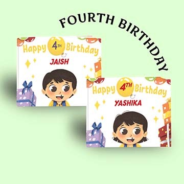 "Happy 4th Birthday" Personalised Birthday Book